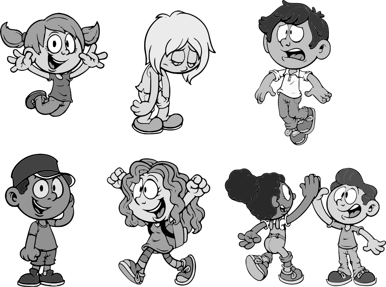 niños con diferentes sentimientos