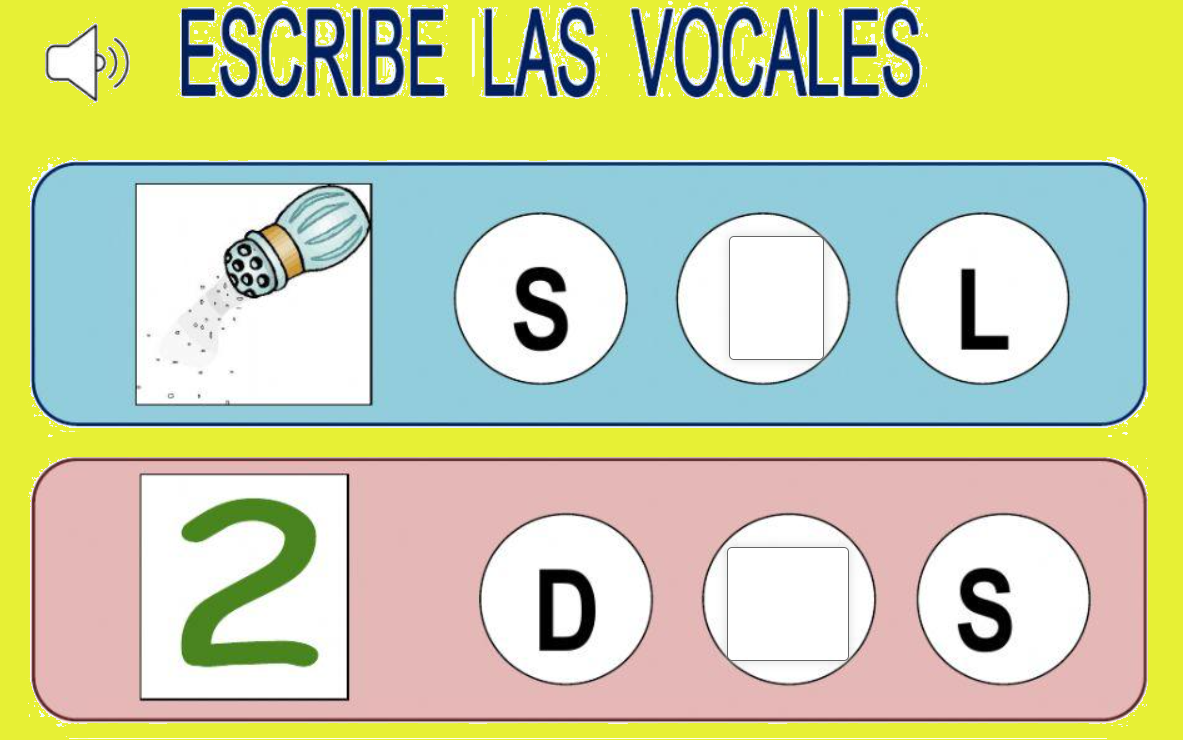 juego en línea para escribir vocales faltantes